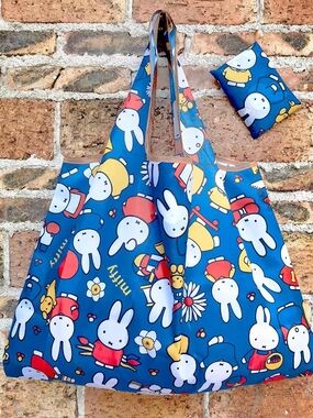 Miffy Blue Foldable Shopping Tote Bag (New Without Tag) Compact Washable